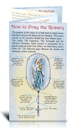 Pamphlet Pray the Rosary Quad-Fold Stamped